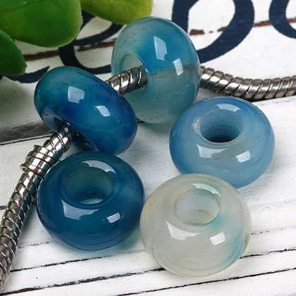 Blue agate European bead Blue agate European bead